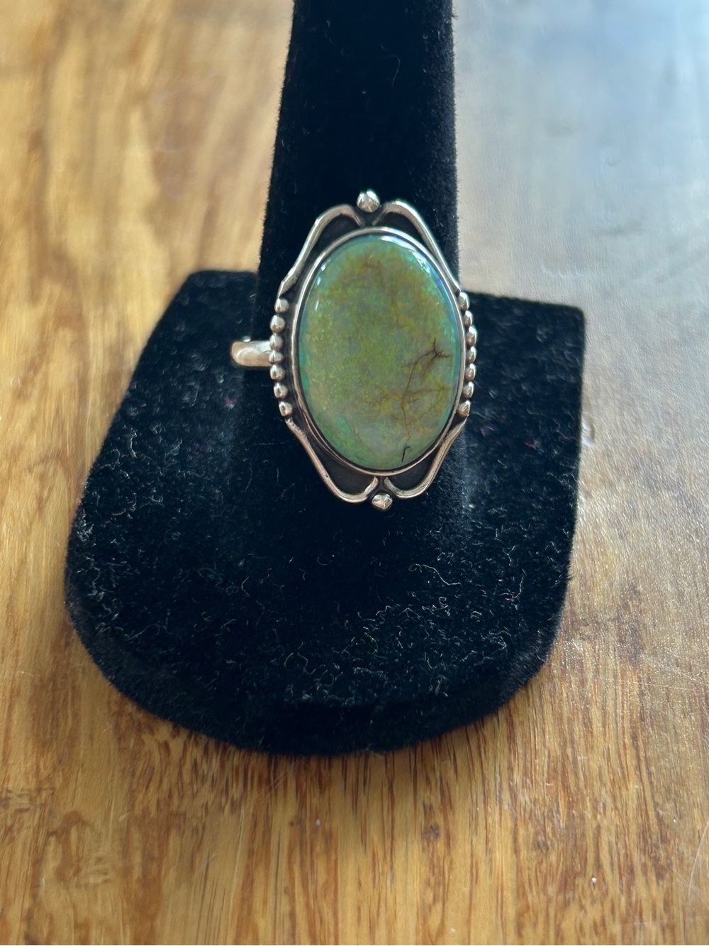 Monarch opal and sterling silver marked 925 ring